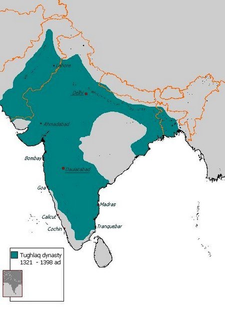 ತುಘಲಕ್ ಸಾಮ್ರಾಜ್ಯದ ನಕ್ಷೆ 1321-1398
